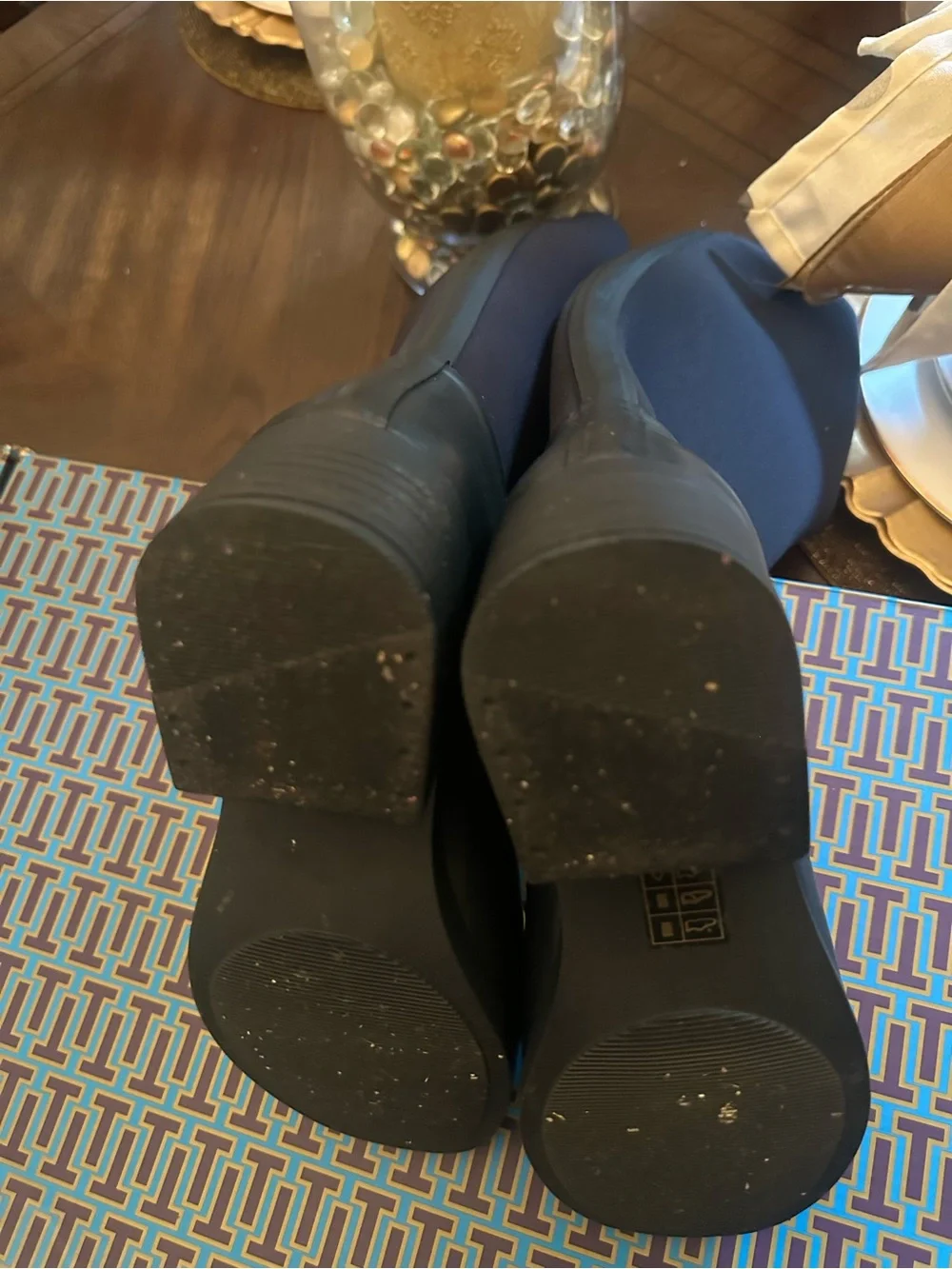 Attention Not New Size 8 Women Navy Blue Tory Burch Tall Rain Boots